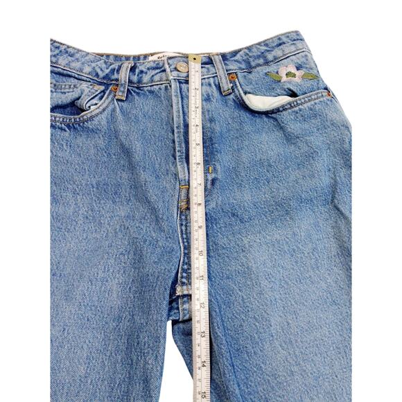 Reformation Cynthia High Rise Denim Jeans Straight Embroidered Womens Size 27 - Picture 7 of 10
